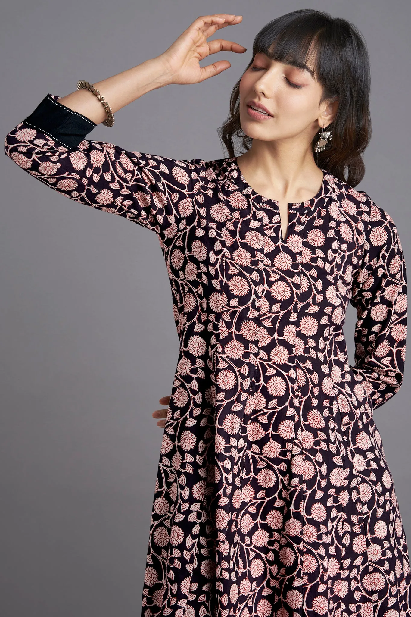 a-line dress - radiant ebony & tendrils