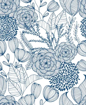 A-Street Prints 2903-25857 Alannah Navy Botanical Wallpaper