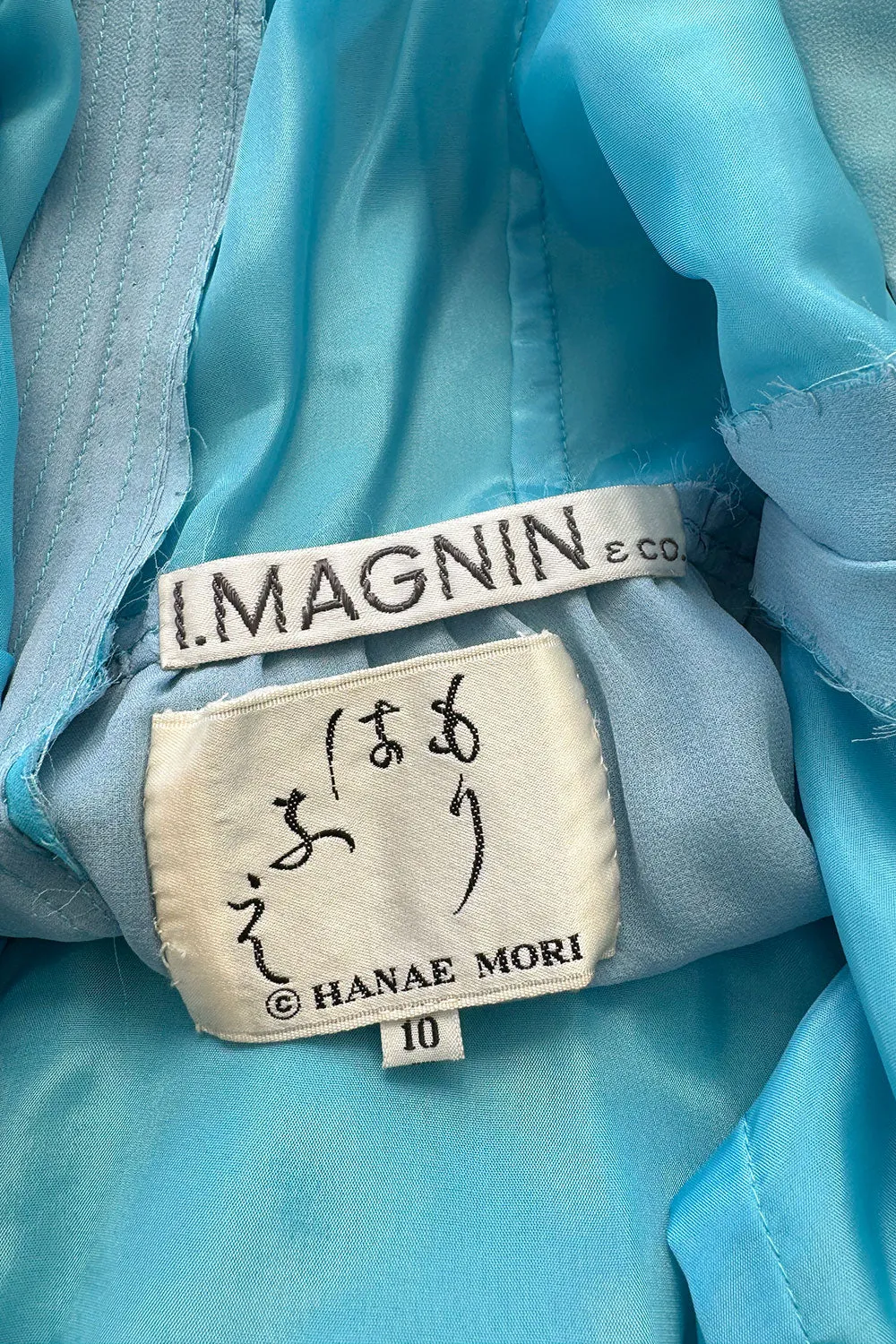 Amazing 1970s Hanae Mori Couture Silk Chiffon Scene Print Jumpsuit w Matching Cape Overlay