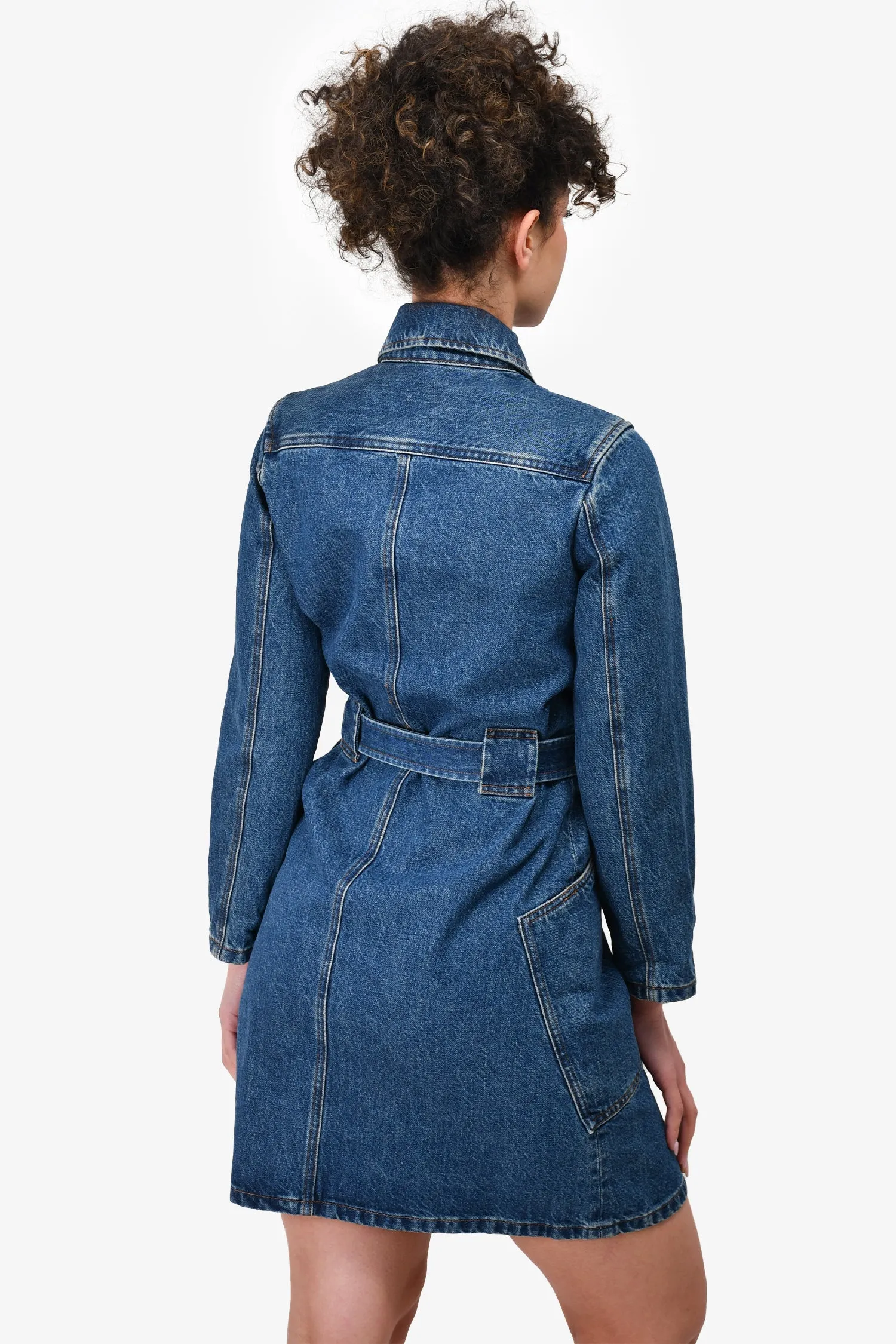 A.P.C Dark Wash Belted Denim Dress Size XS