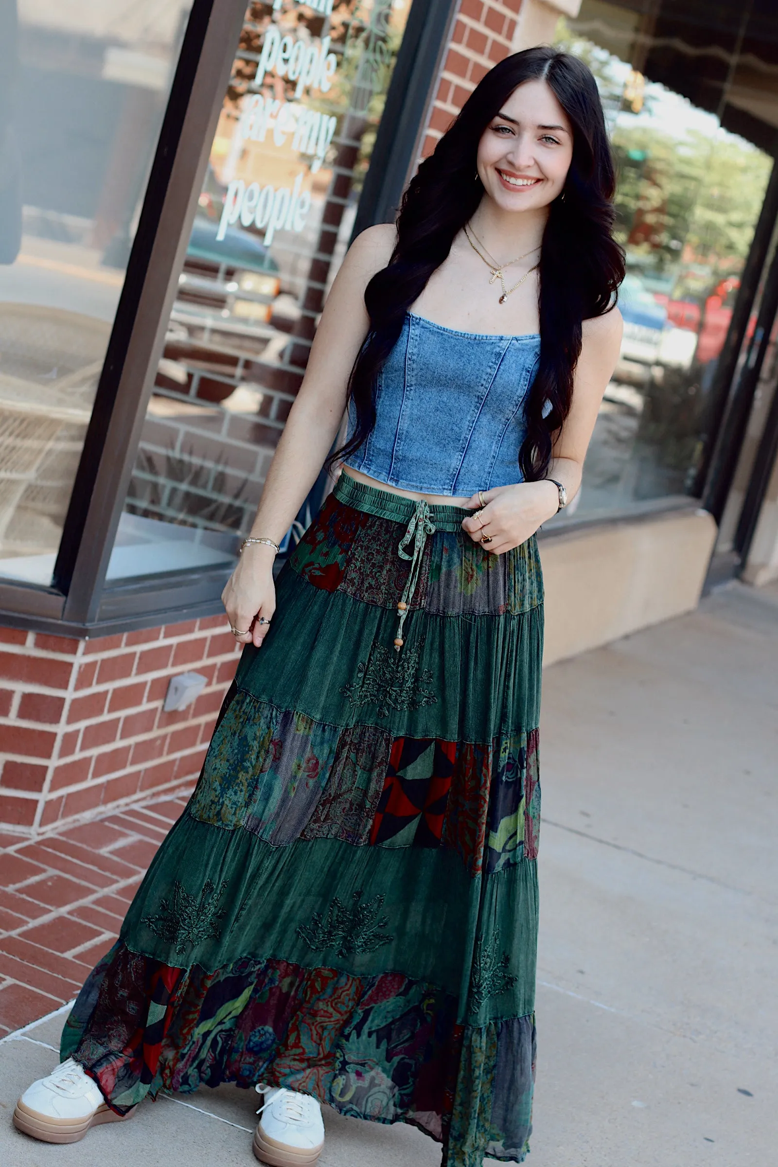 Davi Denim Corset   Dark Wash