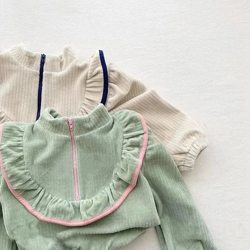 Half-Zip Girl's Top and Pants Set