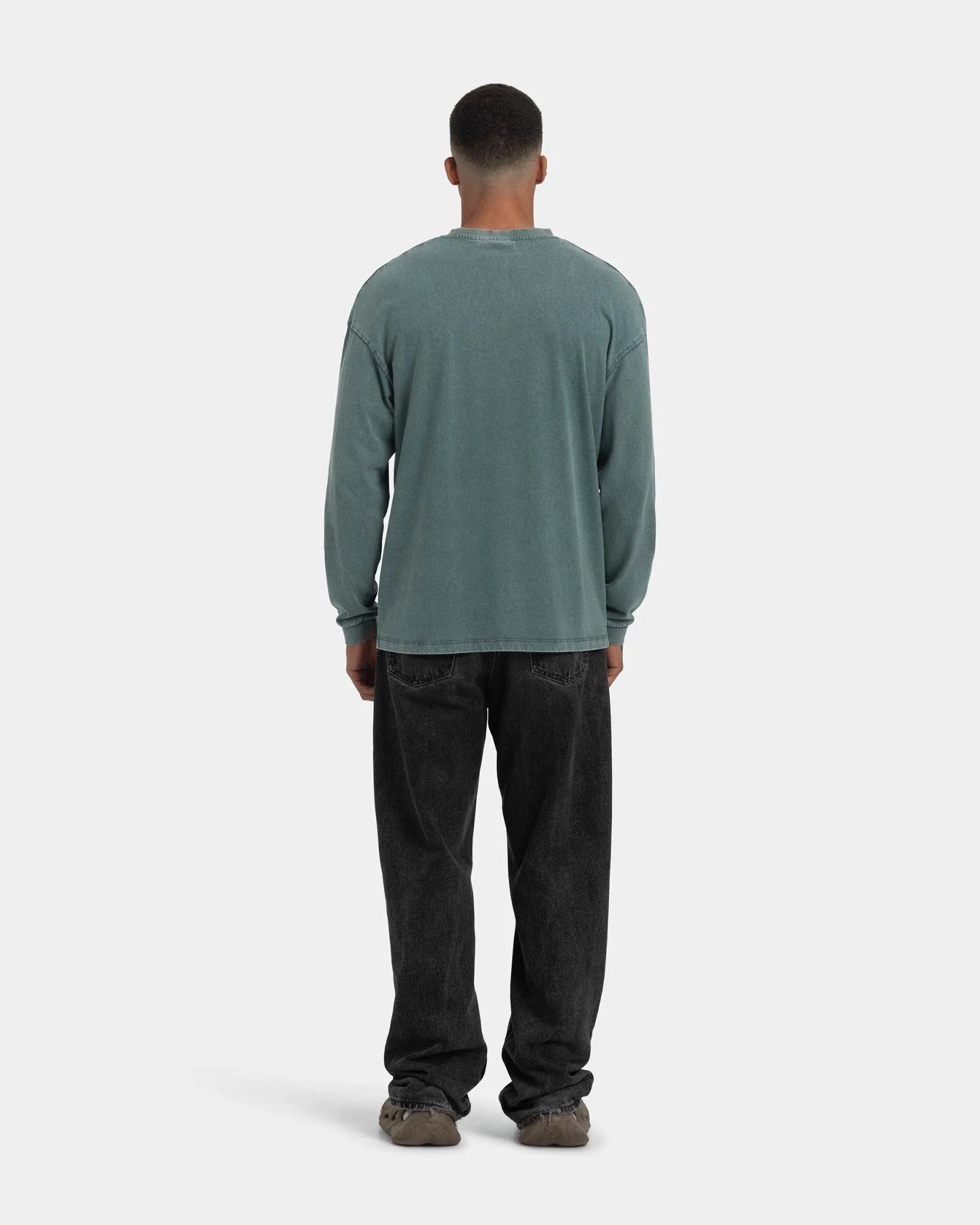 Long Sleeve Oversize, Men - Acid wash (Dark Sage)