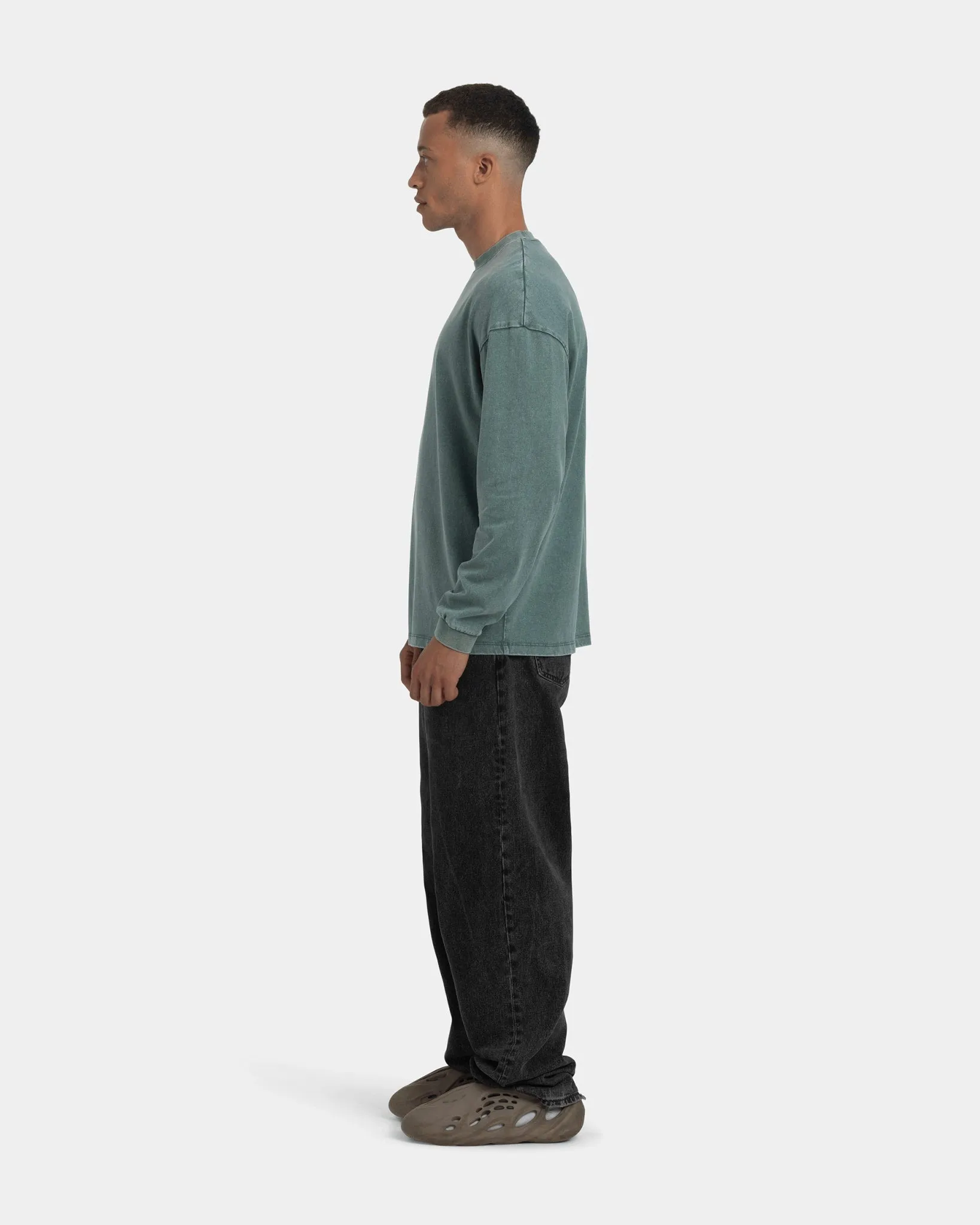 Long Sleeve Oversize, Men - Acid wash (Dark Sage)