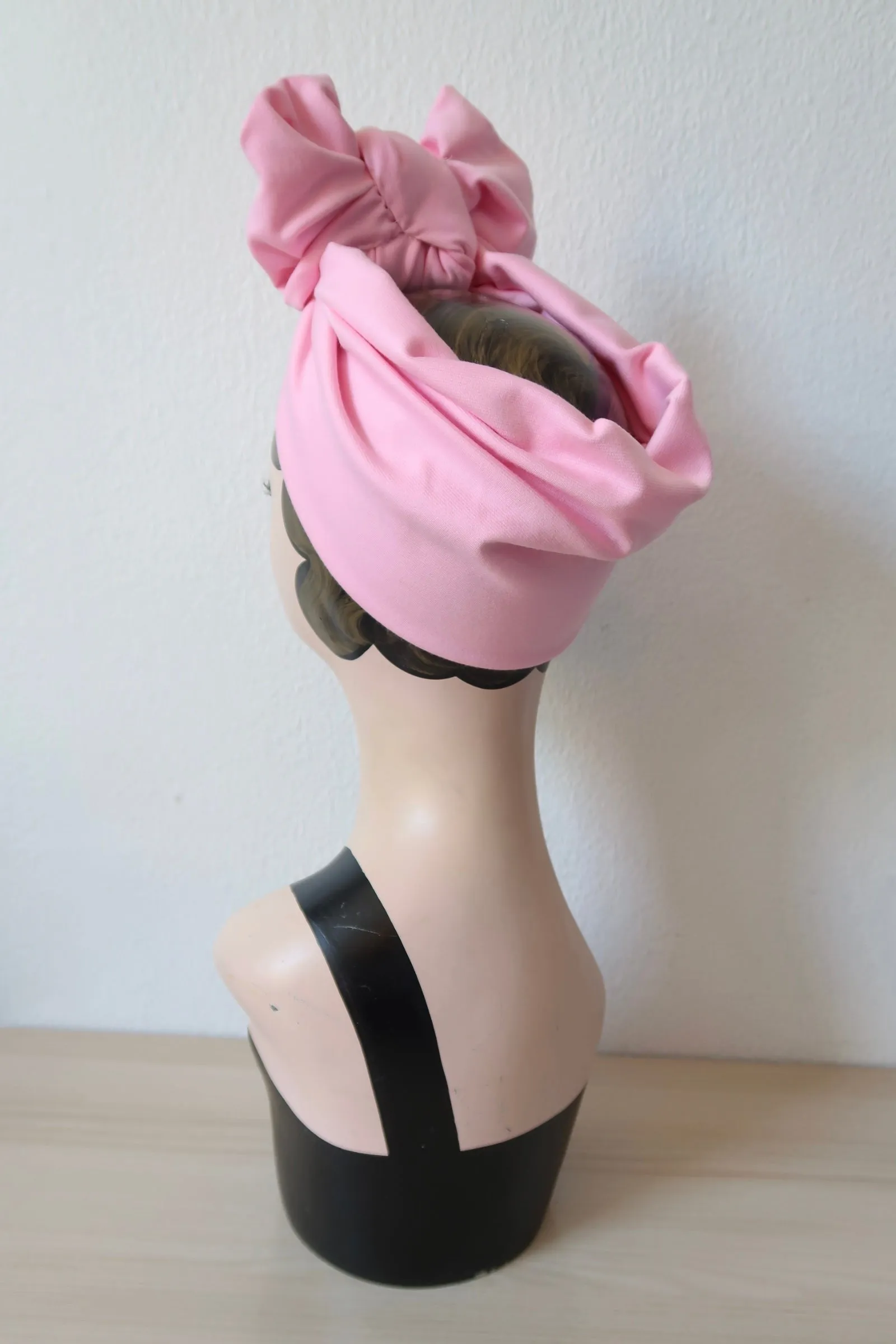 Made To Order: WORKWEAR KNOT Vintage Style Pre-tied Headband in black, white, red, leopard, olive green, mustard, emerald green, light pink, hot pink