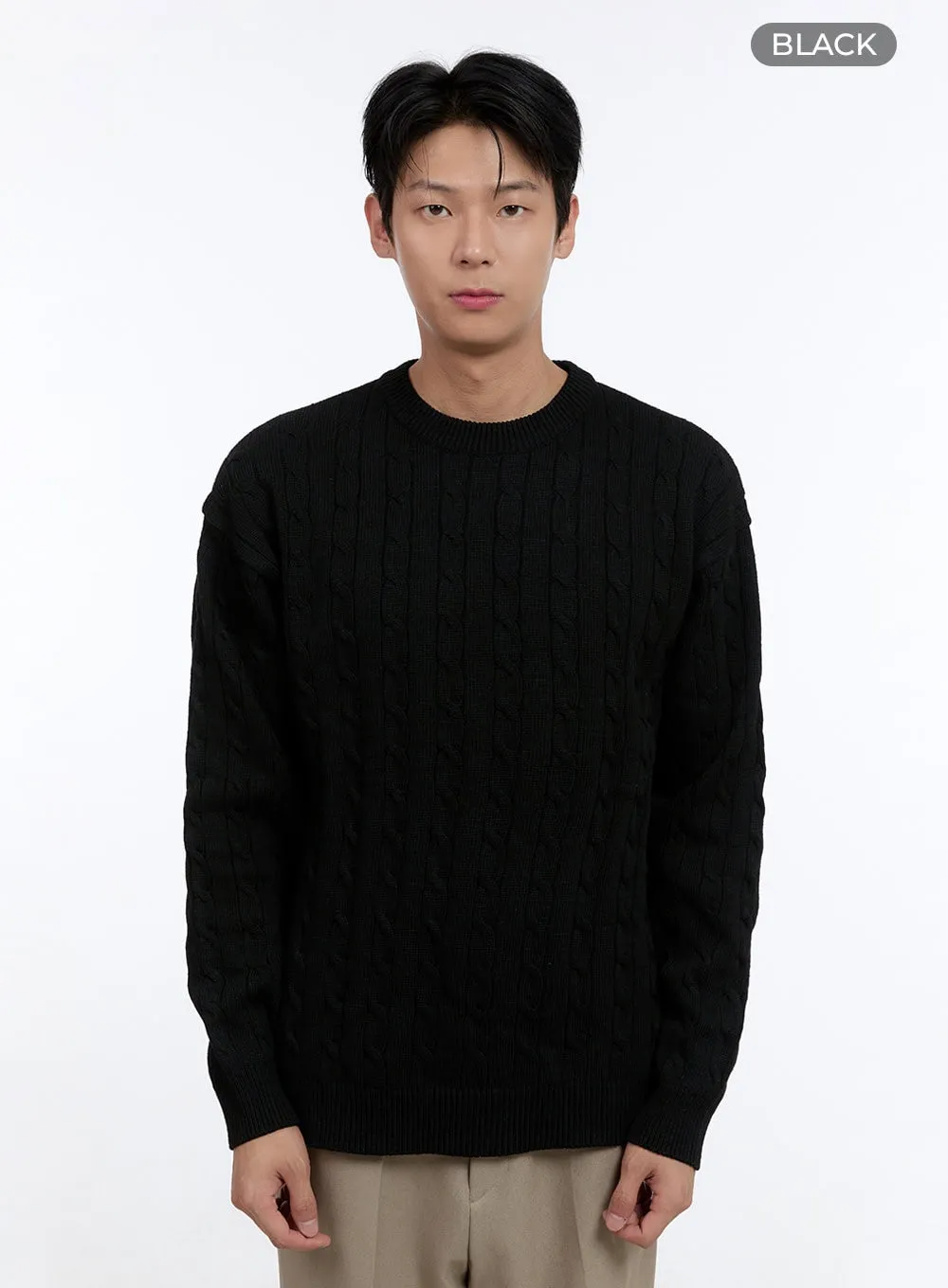 Men's Cable Knit Round Neck Sweater IG428