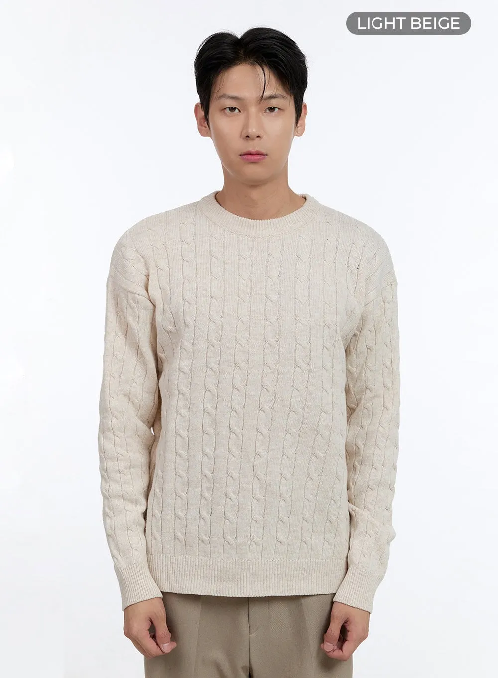 Men's Cable Knit Round Neck Sweater IG428