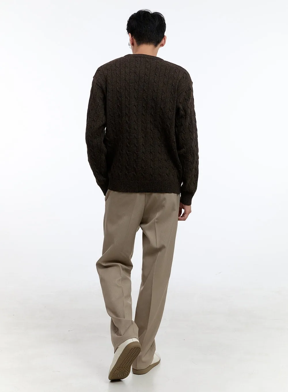 Men's Cable Knit Round Neck Sweater IG428