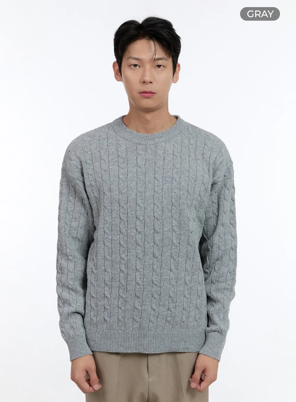Men's Cable Knit Round Neck Sweater IG428