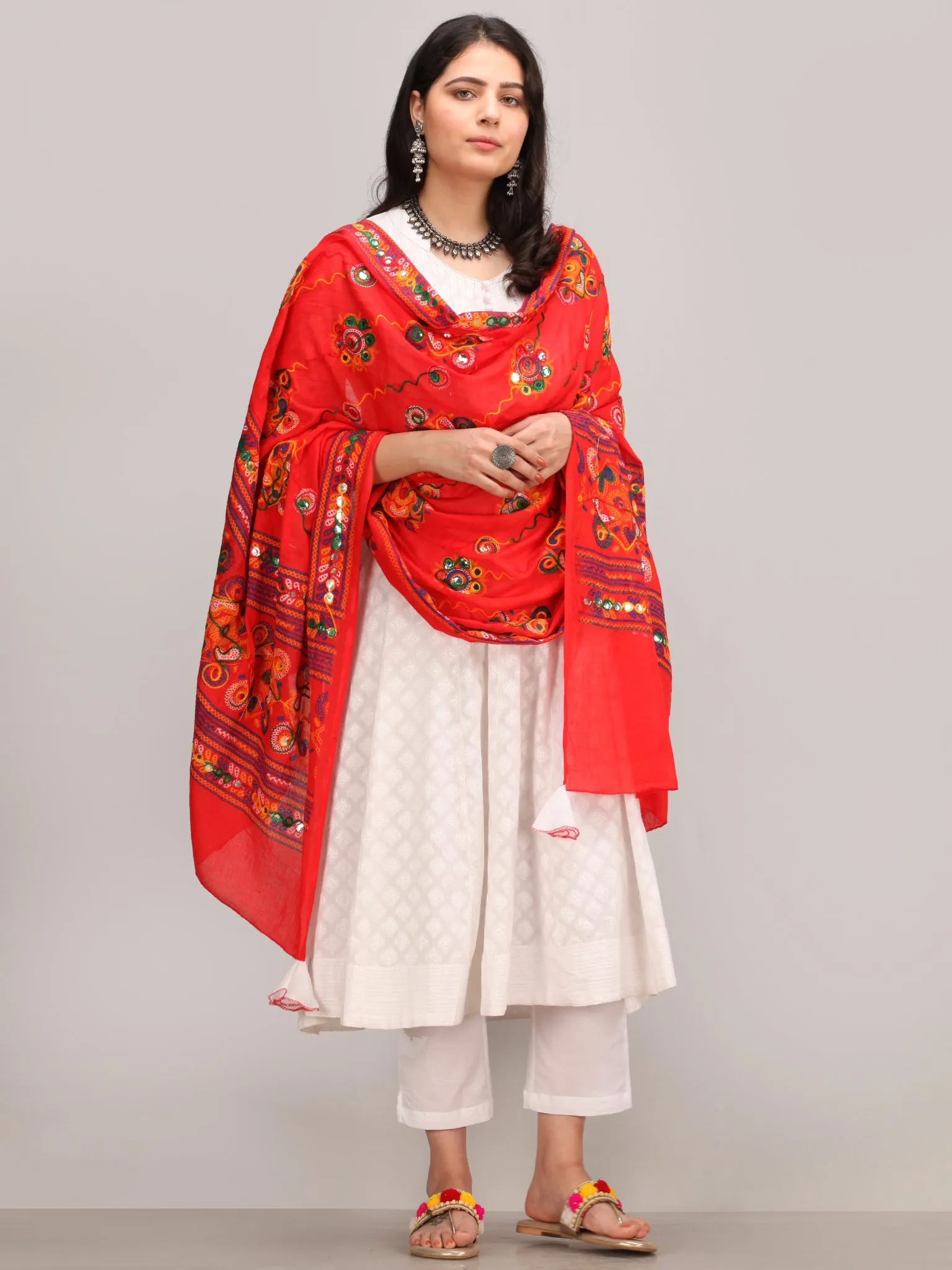 Noor Aaina -  Anarkali Kurta Pant Set With Mirror Work Dupatta - KS41AXXXD2