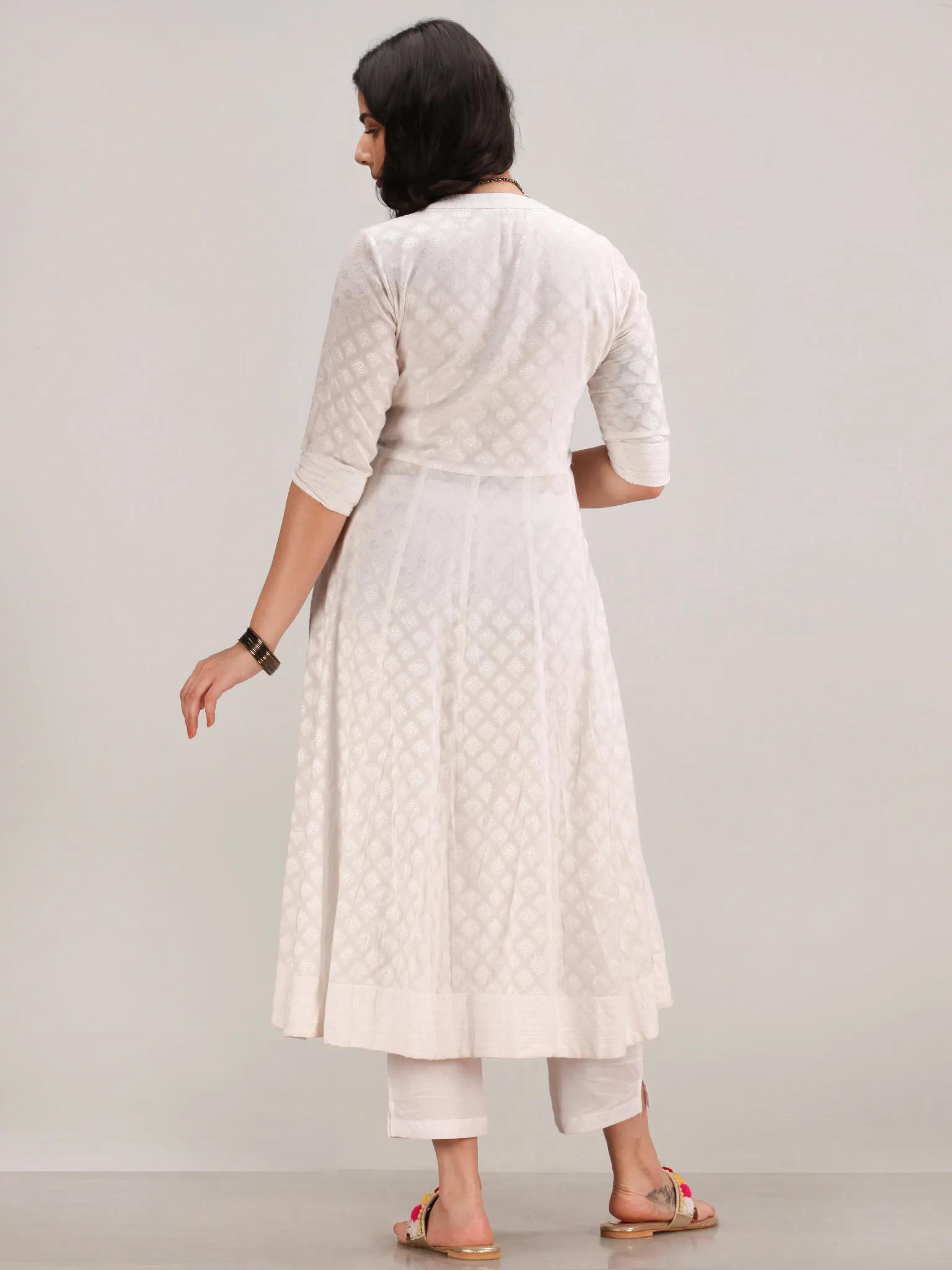 Noor Aaina -  Anarkali Kurta Pant Set With Mirror Work Dupatta - KS41AXXXD2
