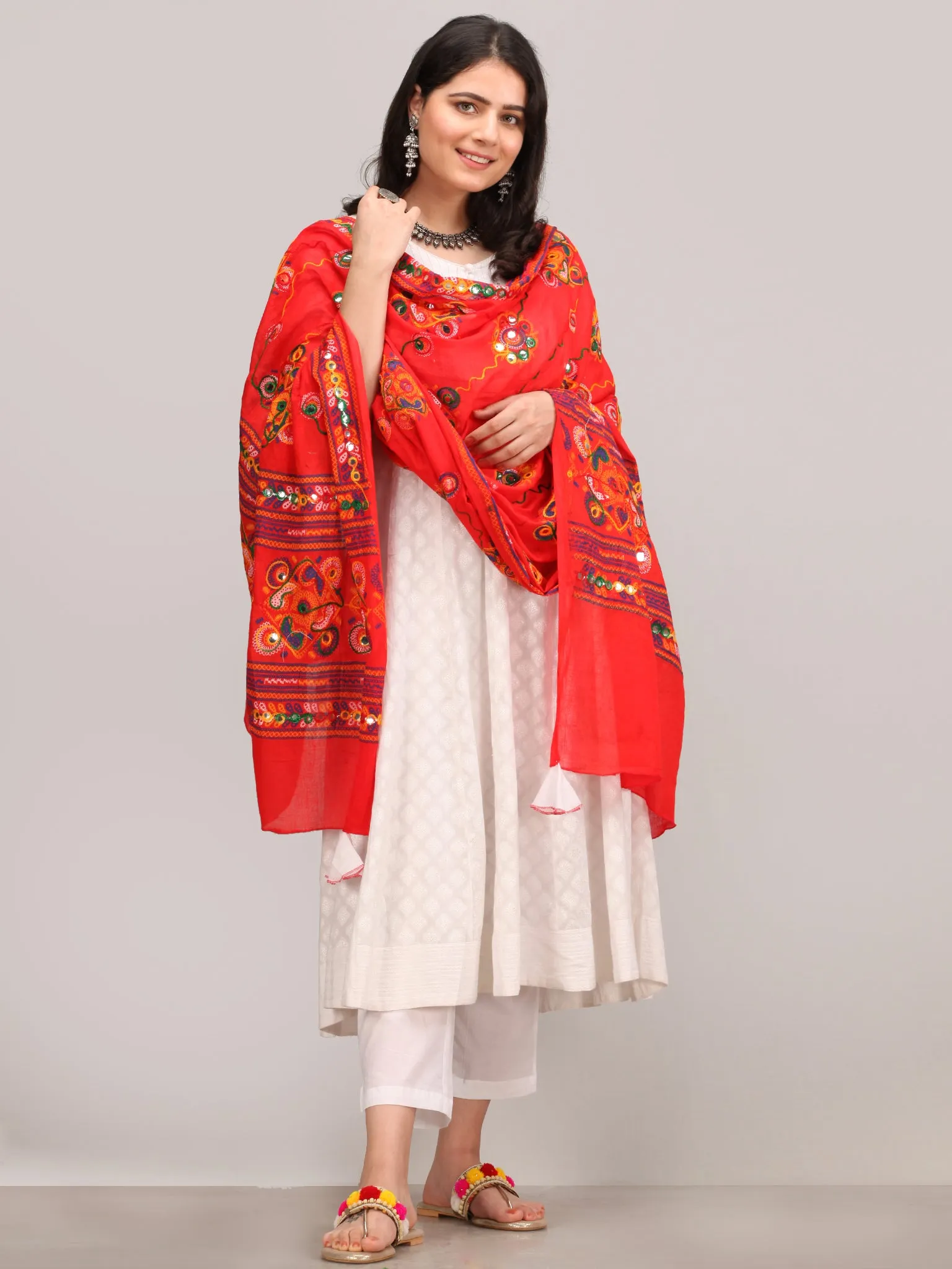 Noor Aaina -  Anarkali Kurta Pant Set With Mirror Work Dupatta - KS41AXXXD2