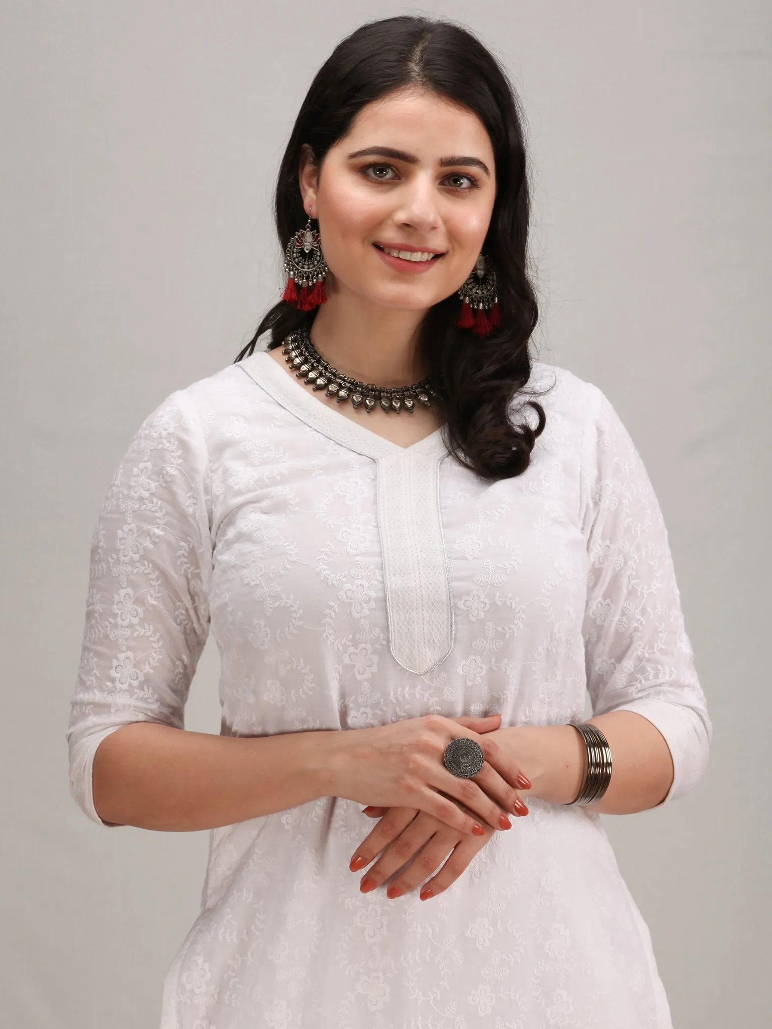 Noor Aifa -  Self Embroidered Kurta Pant Set With Mirror Work Dupatta - KS42BYYD2
