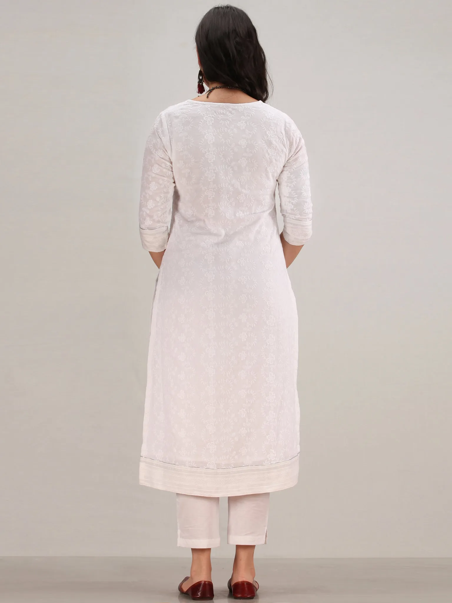 Noor Aifa -  Self Embroidered Kurta Pant Set With Mirror Work Dupatta - KS42BYYD2