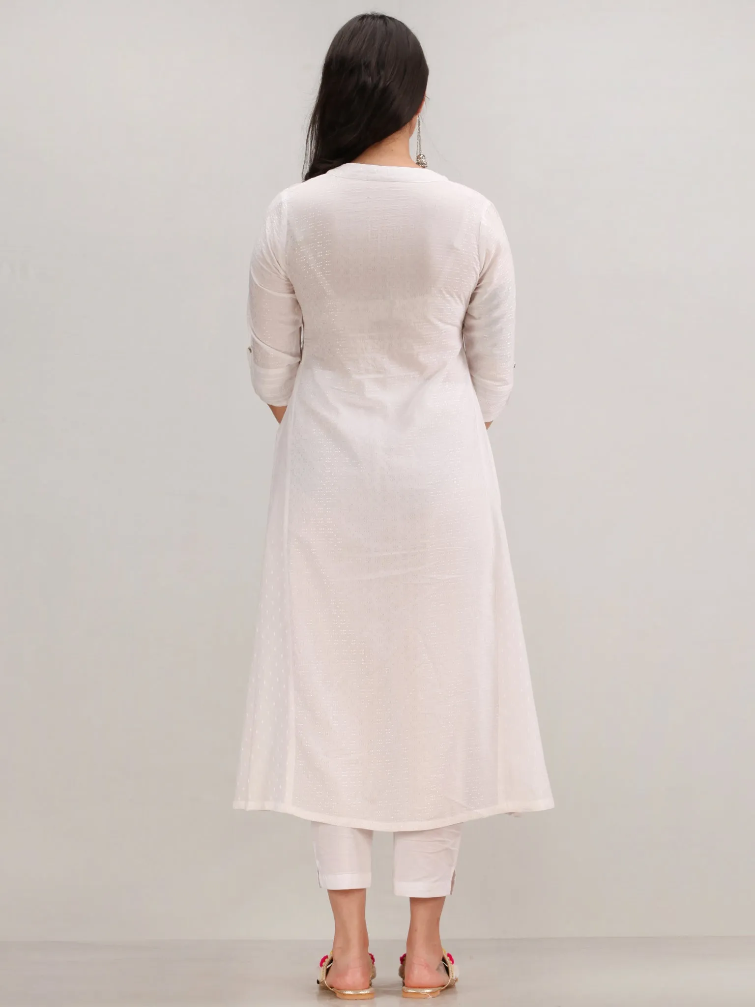 Noor Bazya - Self Emboss Work ALine Kurta Pant Set With Leheriya Dupatta - KS39AXXD5