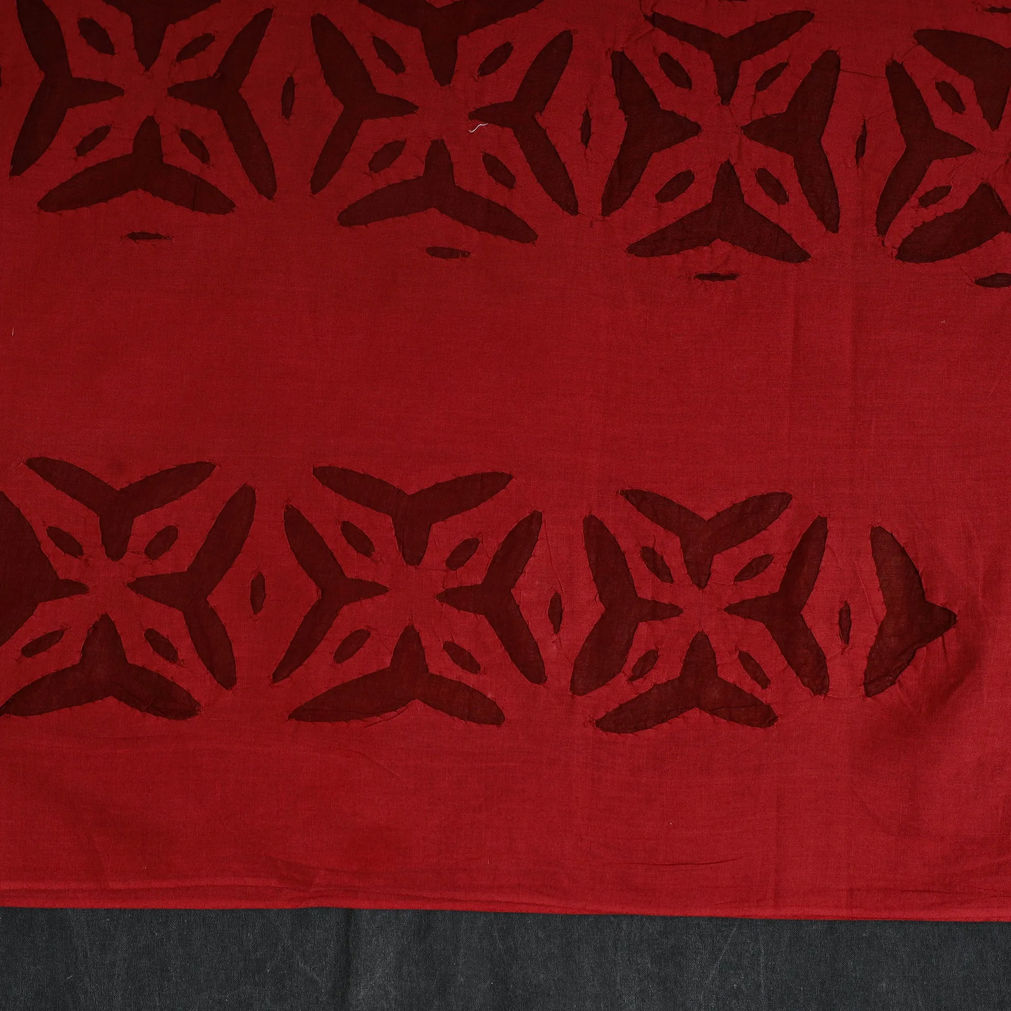 Red - 3pc Cut Work Cotton Barmer Applique Dress Material 49