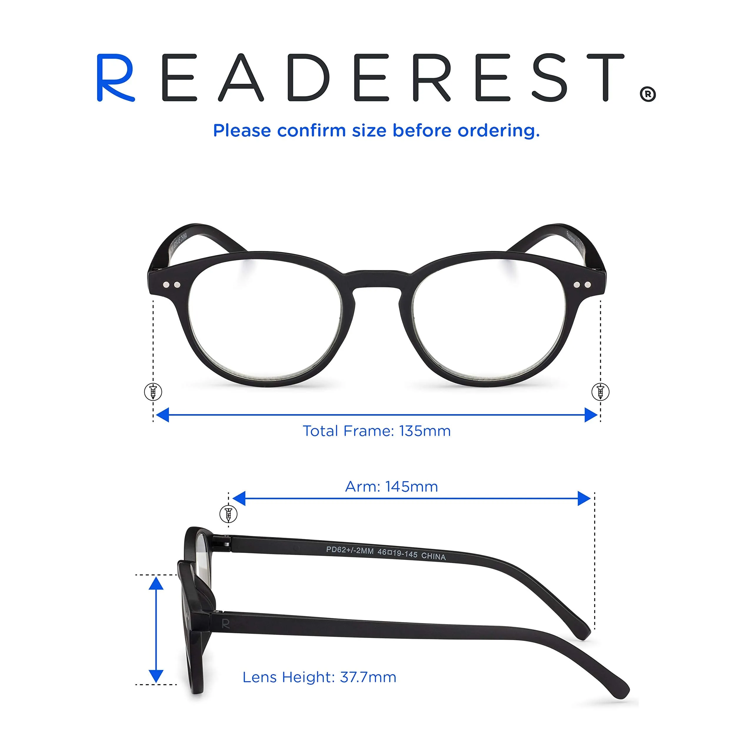 Round-Blue-Light-Blocking-Reading-Glasses-Black-1-50-Magnification-Computer-Glasses