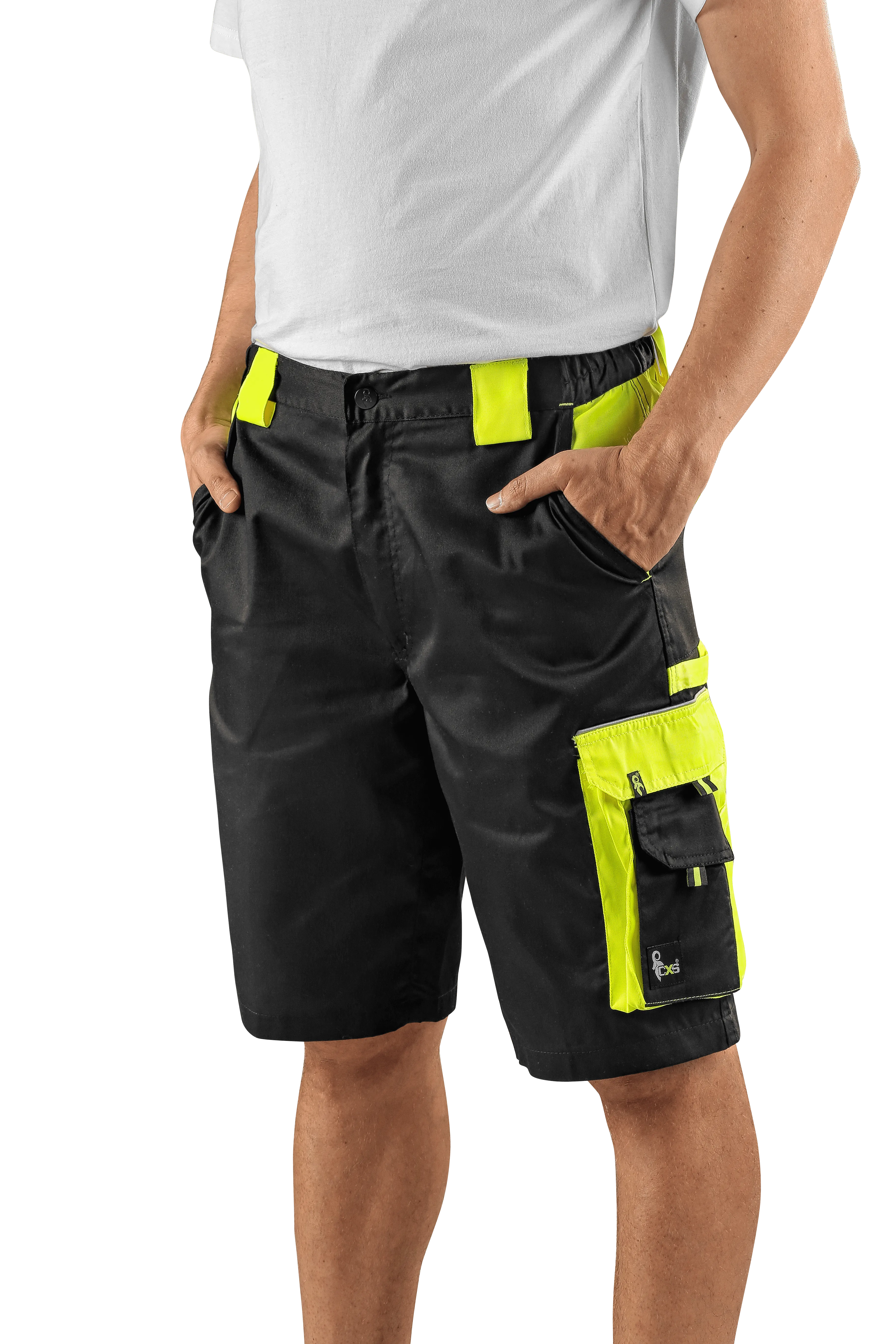 Shorts CXS SIRIUS BRIGHTON, men´s, black-yellow