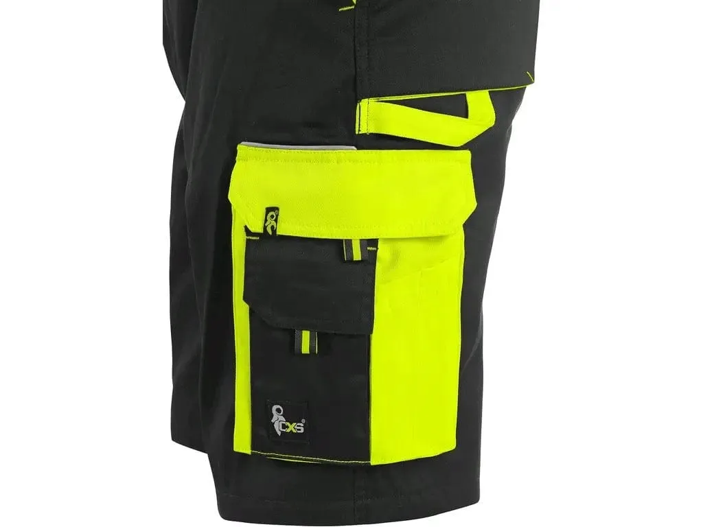 Shorts CXS SIRIUS BRIGHTON, men´s, black-yellow