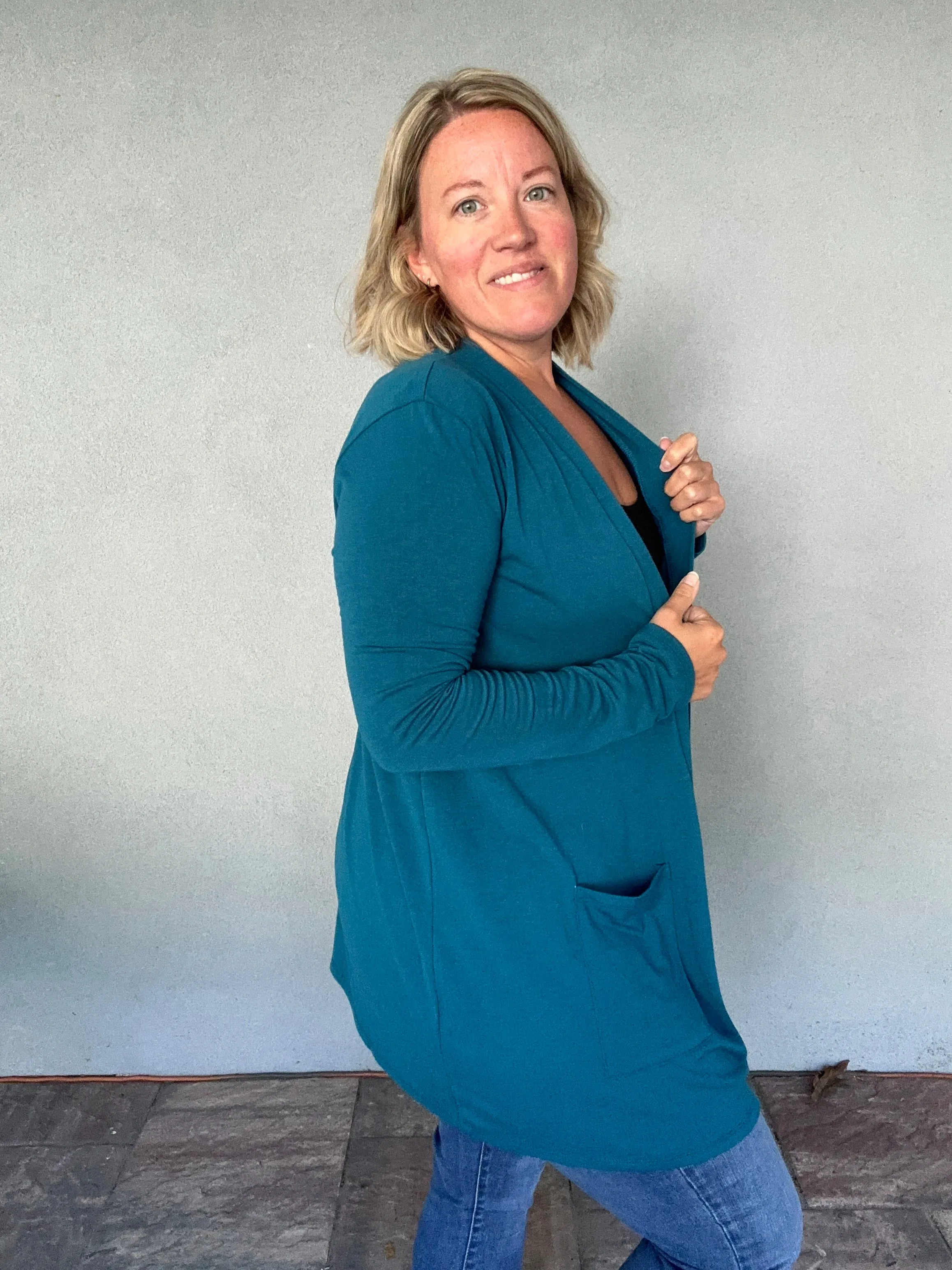 The Essential Cardigan in Teal