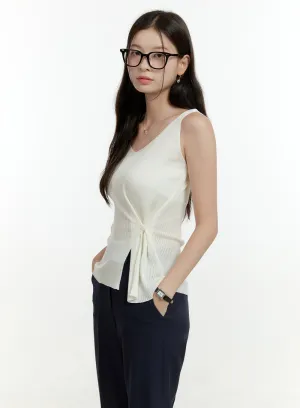 V-Neck Twisted Waist Slim Top OL430