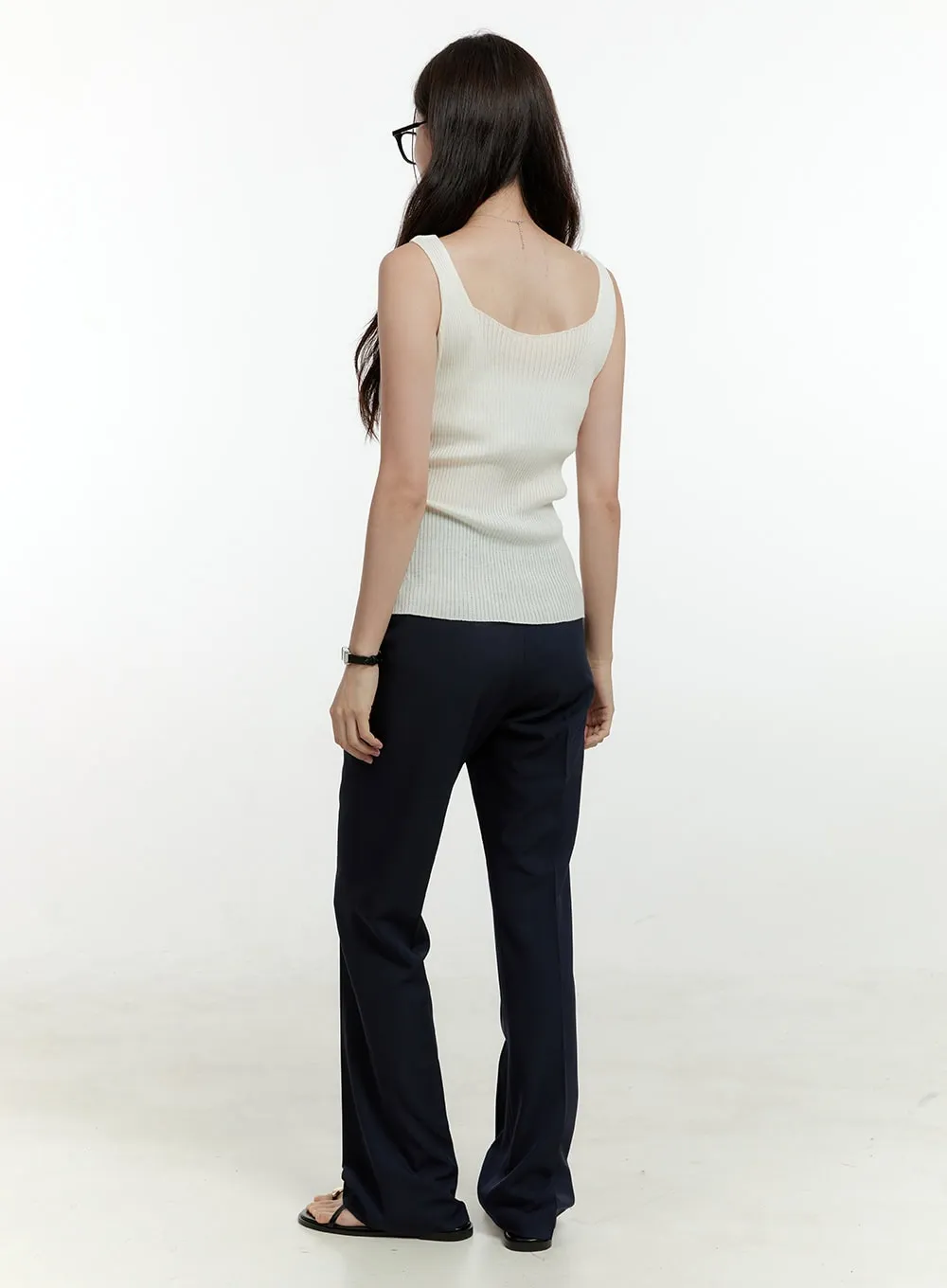 V-Neck Twisted Waist Slim Top OL430