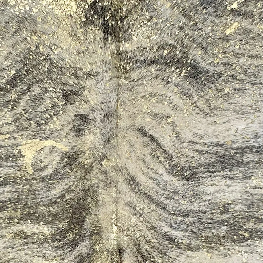 White & Black Colombian Brindle Cowhide w/ Gold Acid Wash - 6'5" x 4'8" (COAW453)
