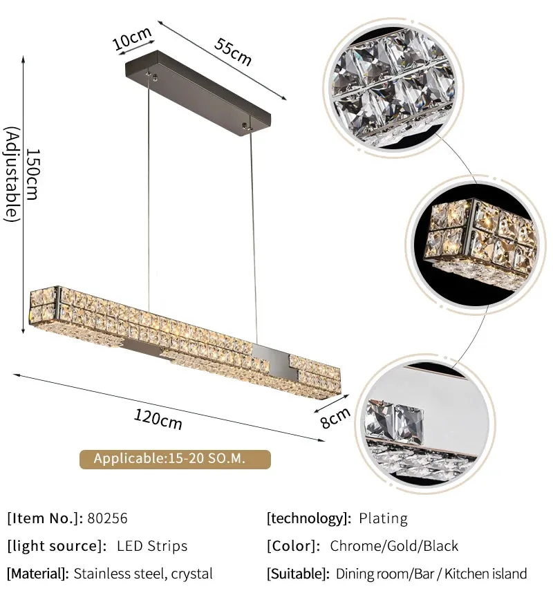 YLK Yutas Linear dining room LED crystal chandelier